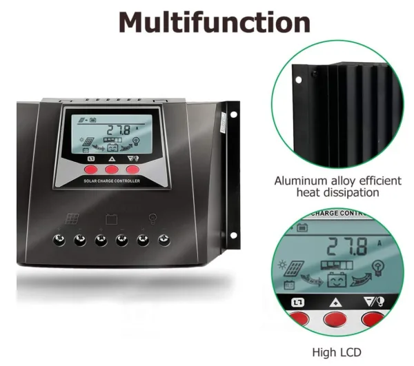 Juta 40a pwm solar charge controller | 12v/24v battery charging | high-power solar panel regulator with lcd display - image 8