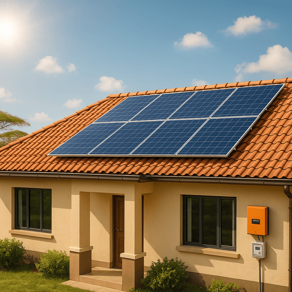 How 3Kw Solar Systems Are Powering Kenya'S Residential Energy Transformation 6 3kw solar panels installed on kenyan home roof with sunny sky background