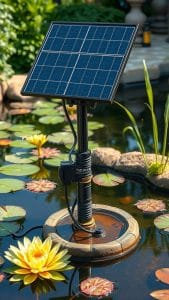 Solar-powered water aeration systems for ponds
