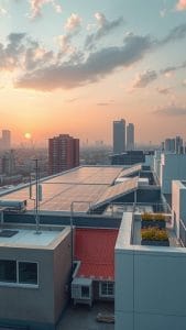 Space-efficient solar design for urban rooftops